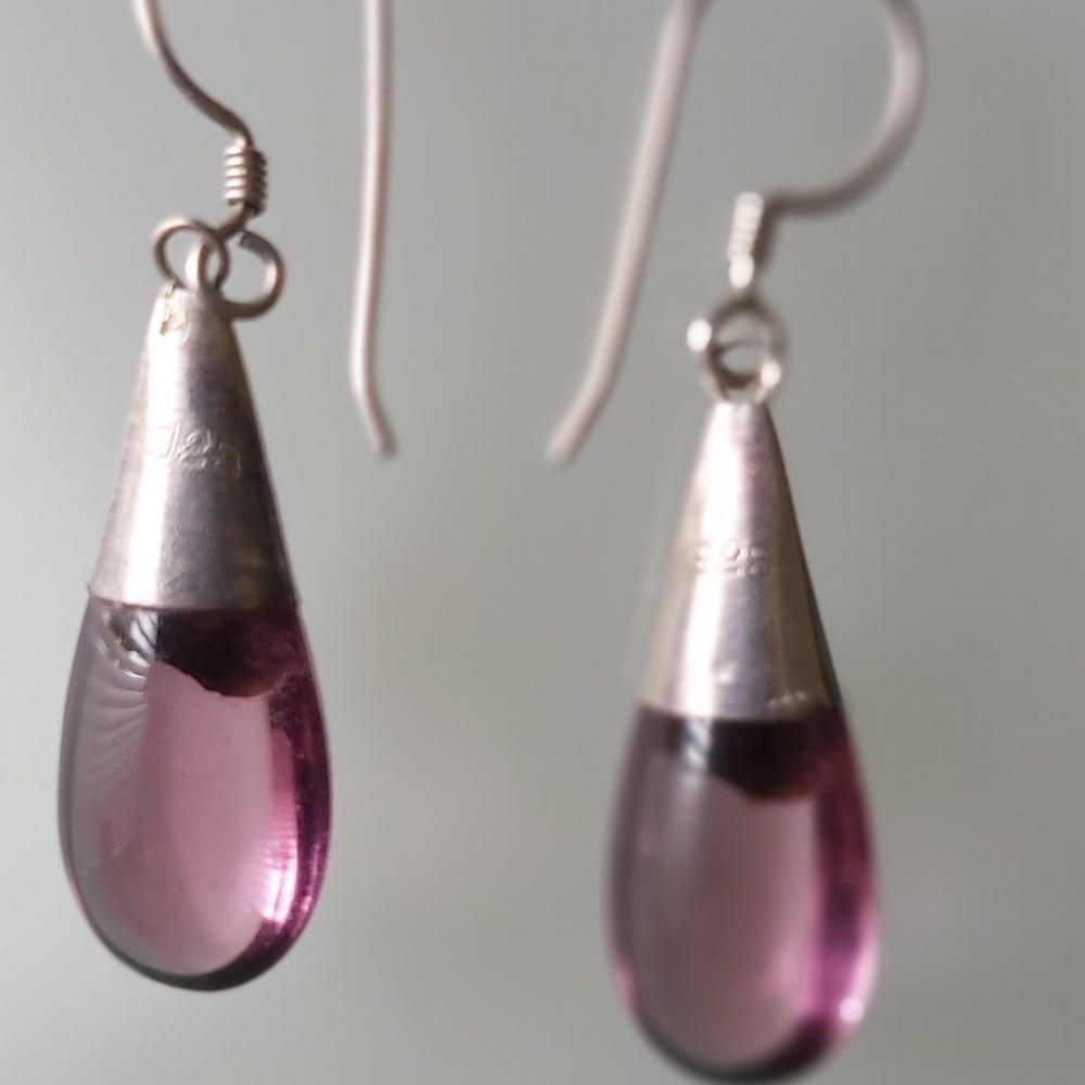 925 Solid Sterling Silver Teardrop Dangling Finej… - image 4